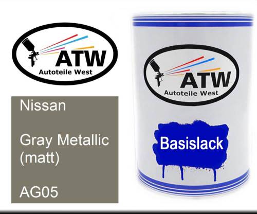 Nissan, Gray Metallic (matt), AG05: 500ml Lackdose, von ATW Autoteile West.